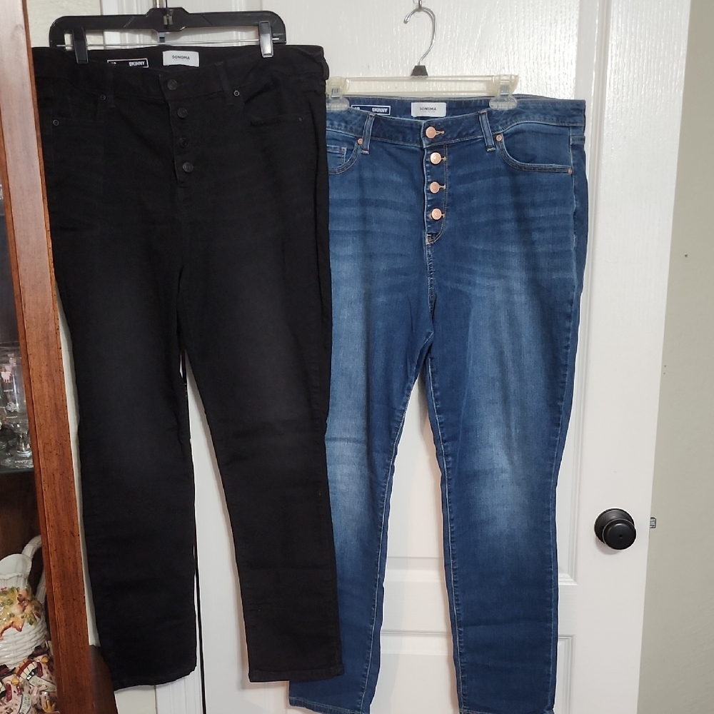 Sonoma Women's Black and Blue Skinny Jeans